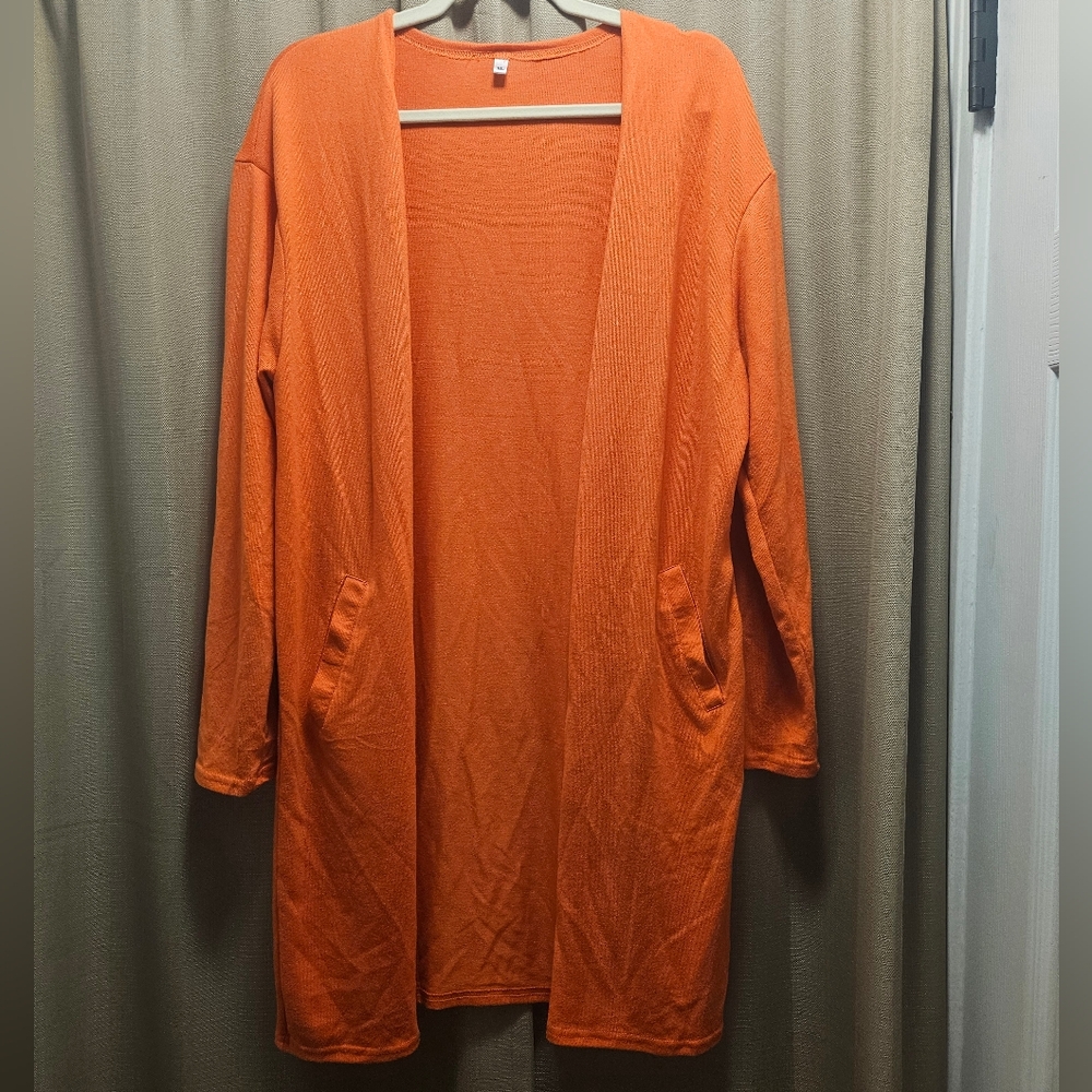 Orange Open Front Cardigan